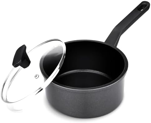 Nonstick Sauce Pan with Lid,1.5QT, PFOA Free,Black