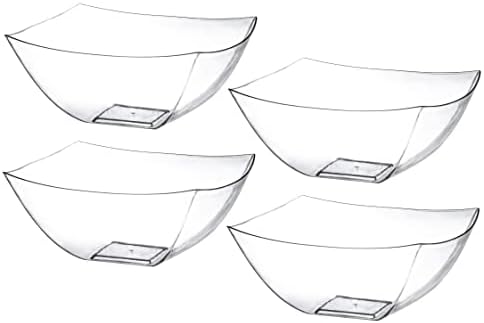 4 Pack Disposable Clear Plastic Serving Bowls Square Party & Candy 16oz