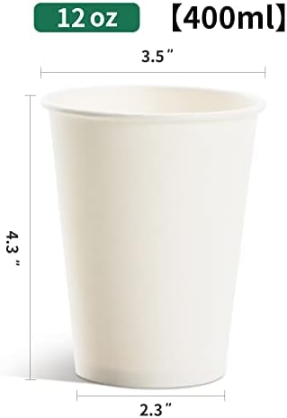 RACETOP Paper Coffee Cups 12 oz 300 Pack, Disposable Hot Paper Cups