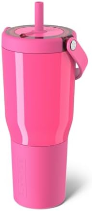 BrüMate Resa 35oz 100% Leakproof Travel Tumbler w/Handle & Straw | Flexible SoftSip Straw | Silicone Sleeve for Durability | Stainless Steel | Cup Holder & Travel Friendly Water Bottle (Neon Pink)