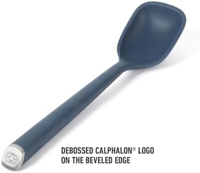 Calphalon Edge Silicone Spoon, Flexible Silicone Cooking Spoon with Reinforced Core, Heat-Resistant Nonstick-Safe Kitchen Spoon for Stirring, Mixing & Serving, Navy