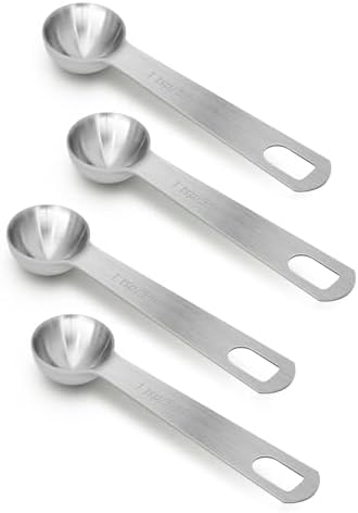 4 PCS 1 Teaspoon(5 mL | 5 cc | 1 Tsp | 1/3 Tablespoon) Stainless Steel Single Measuring Spoon, Easy to Use and Easy to Wash Metal Measuring Spoons Kitchen Gadgets for Cooking & Baking