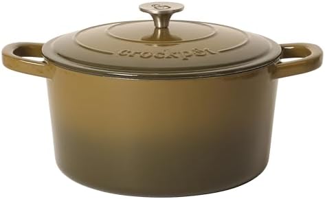 Crock-Pot Artisan 7-Quart Enameled Cast Iron Dutch Oven Pot with Lid, Round, Gradient Sage Green, Oven Safe Cookware