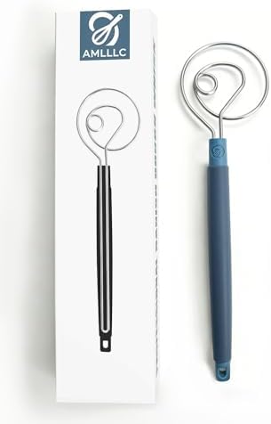 Danish Dough Whisk Heavy Duty 13.5" - Dishwasher-Safe Baking Tool (Blue)