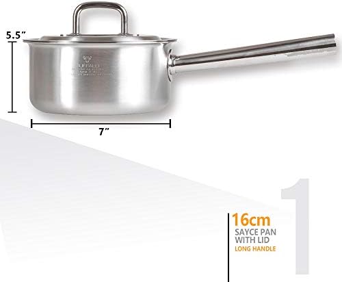 BUFFALO Clad Stainless Steel Sauce Pan 7" Stock Pot 8" & Stir Fry Pan 10"