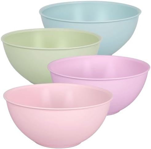 Greentainer 4-Piece Plastic Mixing Bowl Set, 113oz Lightweight Serving Bowls, Large Salad Bowls for Baking,Prepping, Cooking and Serving Food, Dishwasher & Microwave Safe