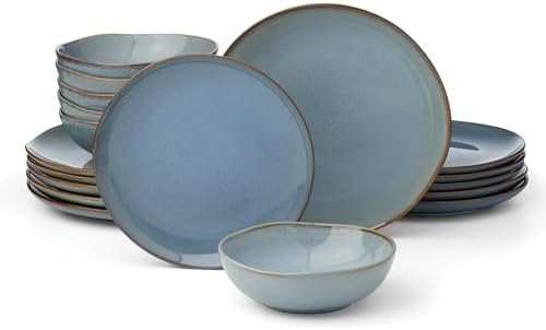 Oneida Organic Shades Blue Stoneware 18-Piece Dinnerware Set for 6