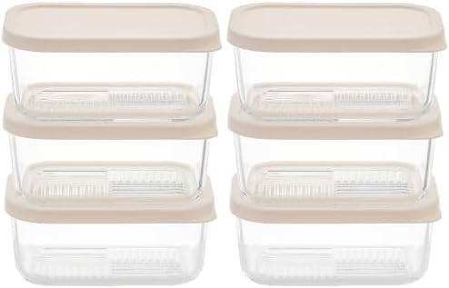 Glass Food Storage Containers with Lids — 12 Piece — 24.4 oz Glass with BPA-Free Leak Resistant Stackable Lids — Microwave, Oven & Dishwasher Safe — Ideal for Meal Prep & More - Vanilla Mist