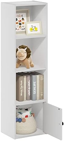 Furinno Luder Shelf Bookcase with 1 Door Storage Cabinet, White