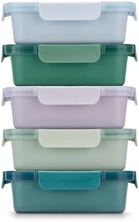 Ello Color Lock Ceramic-Coated 3.4 Cup Meal Prep Containers, 10 Pc, Blue