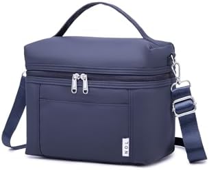 NOL Insulated Lunch Bags for Women Cooler Bag Lightweight Nylon Waterproof Lunch Box for Work Small Navy Blue 4L
