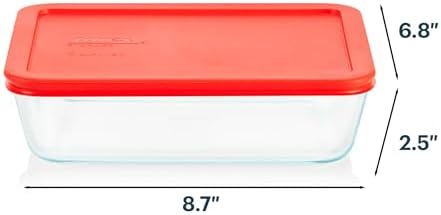 Pyrex Simply Store 6 Cup Glass Food Storage Container, BPA-Free Lids