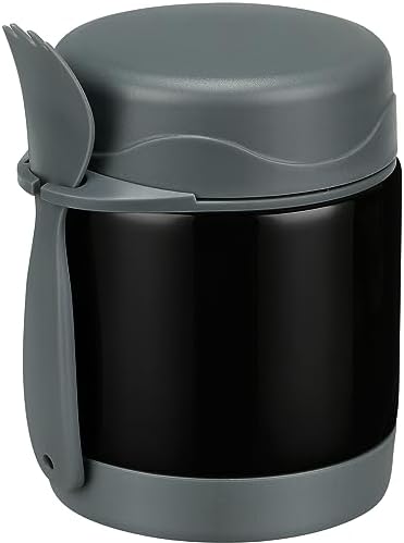 Howeemo 10oz Soup Thermo for Hot Food Kids,Lunch Kids Jar with Spoon Insulated Containers,Leak Proof Stainless Steel Wide Mouth Lunch School(Black)