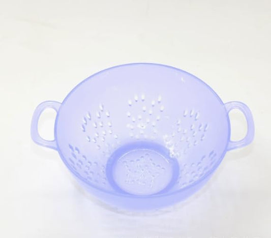 Heavy Duty 6 Inch Mini Food Colander, Dishwasher Safe with Double Handles for Fruit Vegetable BPA Free (Transparent purple)