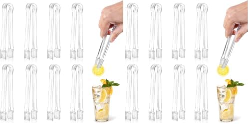 Ninsula 8 PCS Plastic Serving Tongs, 6.3 Inches Disposable Clear Tongs, Kitchen Small Serving Utensil Tongs for Party Catering Buffet Bakery Salad Cookies Ice (Pack of 2)