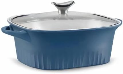 CorningWare QuickHeat 3.2-QT Cast Aluminum Roaster With Lid & Non-Stick Ceramic Interior, Lightweight and Fast Even Heat Baking & Cooking, For Meats, Soup, Browning, Searing, French Navy