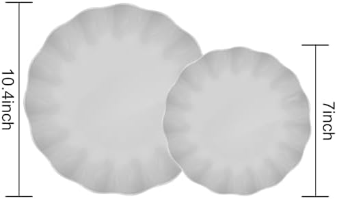 LIYH 24Pcs Grey Plastic Plates Reusable Unbreakable Dinner And Salad Set