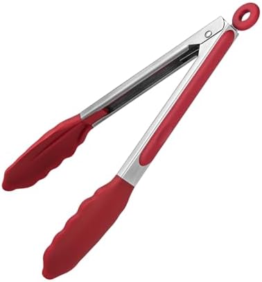 U-Taste Kitchen Tong for Cooking, 480ºF Heat-Resistant Silicone, 9in/Red