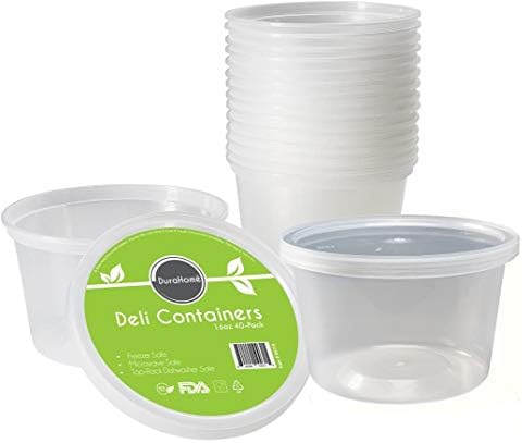 DuraHome - Deli Containers with Lids Leakproof - 80 Pack BPA-Free Plastic Microwaveable Clear Food Storage Container Premium Heavy-Duty Quality, Freezer & Dishwasher Safe (16 oz.)