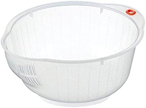 Inomata Plastic Japanese Rice Washing Bowl with Strainer, 2 quart