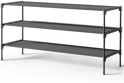 Kitsure Shoe Rack - Non-Woven Shoe Rack Shelf, 36.2" Wide - 3 Tier, Black