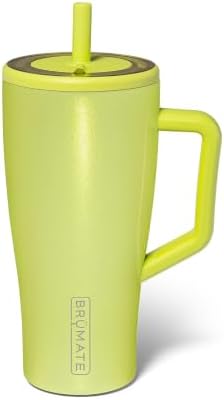 BrüMate Era 30 oz Tumbler with Handle & Straw | 100% Leakproof Insulated Water Bottle Tumbler with Lid & Flexible SoftSip Straw | Made of Stainless Steel | Cup Holder Friendly | 30oz (Lemon Lime)