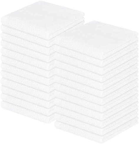 Homaxy 100% Cotton Waffle Weave Kitchen Dish Cloths 24-Pack, White