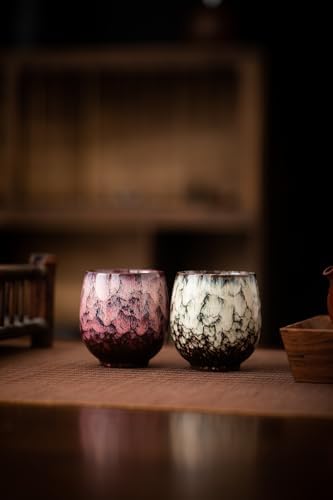 Jianzhan Ceramic Teacup, Kung Fu Tea Set, Coffee cup，Yerba Mate Set Ceramic Mate CupSet of 4 (4 colors)