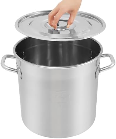 21L/12.68Qt Commercial Large Stock Pot with Lid,Nickel Free Stainless Steel Cookware Healthy Polished Stockpots, Induction Soup Pot for Cooking Home Use
