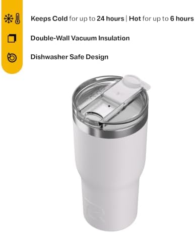 RTIC 30oz Essential Tumbler with Lid, Ceramic Lined, White