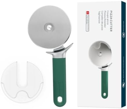 KITCHENDAO Pizza Cutter Wheel with Blade Cover & Thumb Guard, 4 Inch, Green