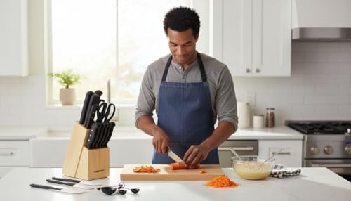 Farberware 22-Piece Kitchen Knife Block Set, High Carbon Stainless Steel