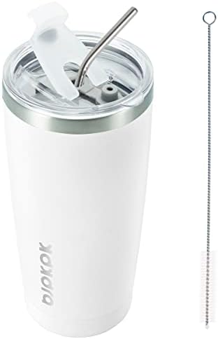 BJPKPK 20oz Coffee Tumbler with Lid & Straw, Insulated Stainless Steel Mug