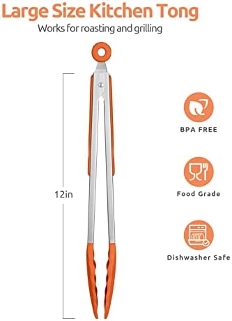 U-Taste Kitchen Tong for Cooking, 600ºF Heat-Resistant Silicon, 12in/Orange