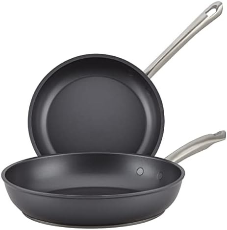 Anolon Accolade Forged Hard Anodized Nonstick Frying Pans/Skillet Set, 8 Inch and 10 Inch - Moonstone Gray