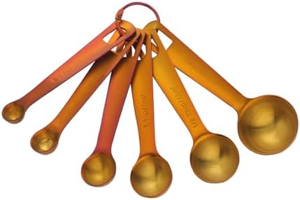 DOCBLACK 6PCS Measuring Spoons, Heavy Duty 18/8 Stainless Steel Measuring Spoons Cups Set, Set of 6 for Gift Measuring Dry and Liquid Ingredients - Orange Red