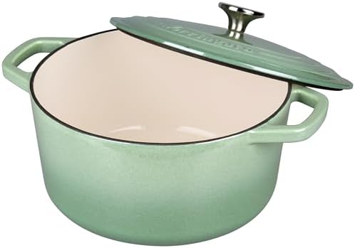 VORRINGARD Enameled Cast Iron Dutch Oven Pot with Lid, for Bread Baking, Round Bread Oven- include Sourdough Bread Baking Supplies set, 4.5QT, Sage Green