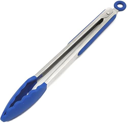 Chef Craft Premium Silicone Cooking Tongs, 12 inch, Blue