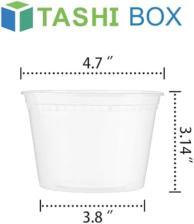 TashiBox 50 Sets 16 Oz Plastic Deli Containers with Lids - Food Storage Containers with Lids - Clear Airtight Meal Prep Containers, BPA Free, Stackable, Leakproof, Microwave and Freezer Safe