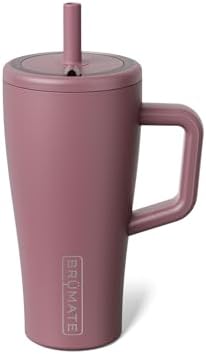 BrüMate Era 20 oz Tumbler with Handle and Straw | 100% Leakproof Insulated Tumbler with Lid and Straw | Made of Stainless Steel | Cup Holder Friendly Base | 20oz (Rose Taupe)