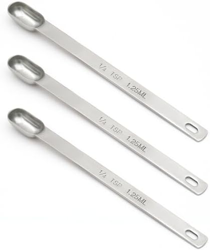 3PCS 1/4TSP(1.25ML) Measuring Spoon, Stainless Steel Long Handle Teaspoons