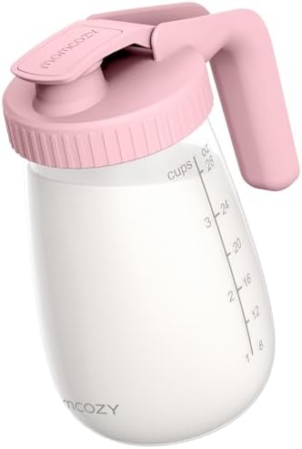 Momcozy Breast Milk Pitcher, Glass Storage Container Wide Mouth, 32oz Pink