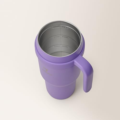 Reduce 40 oz Stainless Steel Tumbler with Handle - Dual-Wall Vacuum Insulated Travel Mug, Sweat-Proof Lid & Reusable Straw - Keeps Drinks Cold for 24 Hrs, Fits Cupholders, Dishwasher Safe-Purple Punch