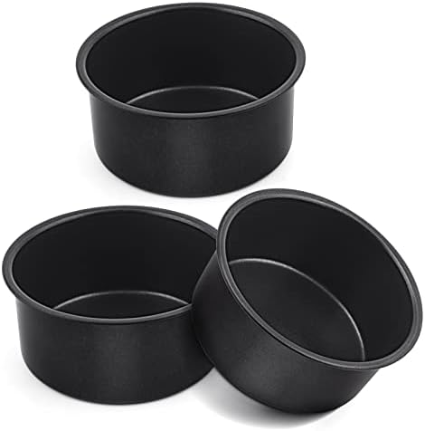 E-far 4 Inch Cake Pan Set of 3, Nonstick Stainless Steel Mini Cake Pans