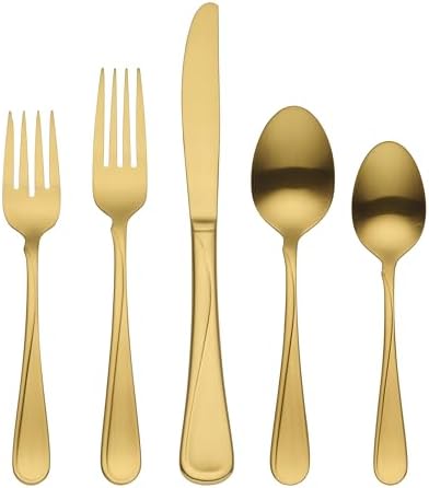 Oneida Flatware Flight Gold Satin 18/0 Silverware Set for 4, (20-Piece)