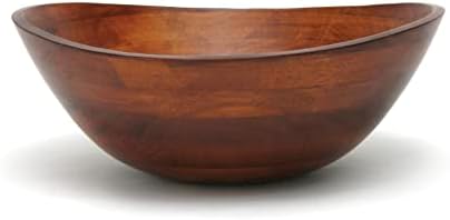 Lipper International Rubberwood Wavy Rim Bowl with Cherry Finish for Fruits, Salads, or Popcorn, Large, 13" x 12.5" x 5", 155.54 Fl. Oz., Single Bowl