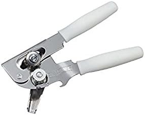 Swing-A-Way Portable Can Opener, Features an Ergonimic Handle for Optimal Comfort, and Built-in Bottle Opener for a 2-in-1 Tool, Durable Cutting Wheel, White