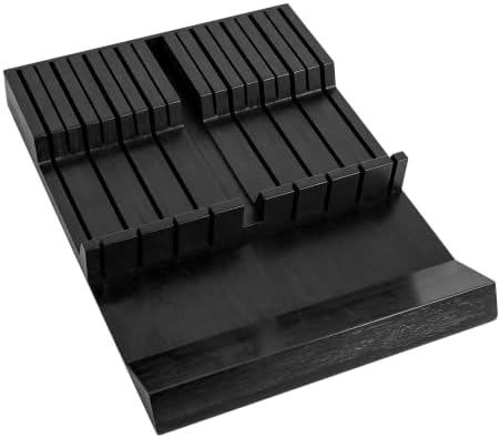 Utoplike Bamboo In-Drawer Knife Block Organizer, Drawer Knife Holder Black