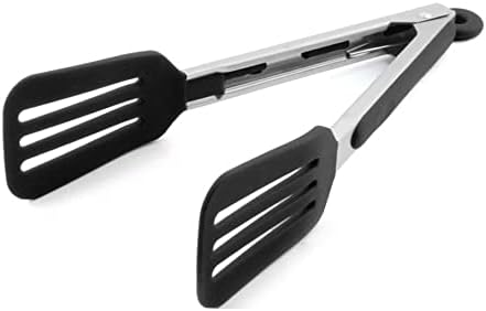 12 Inch Stainless Steel Silicone Cooking Tong (Black)