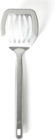 Calphalon Prime Slotted Turner, Stainless Steel Wide Slotted Spatula with Silicone Rim for Nonstick Cookware, Heat Resistant Durable Kitchen Tool for Cooking, Flipping, Draining and Serving